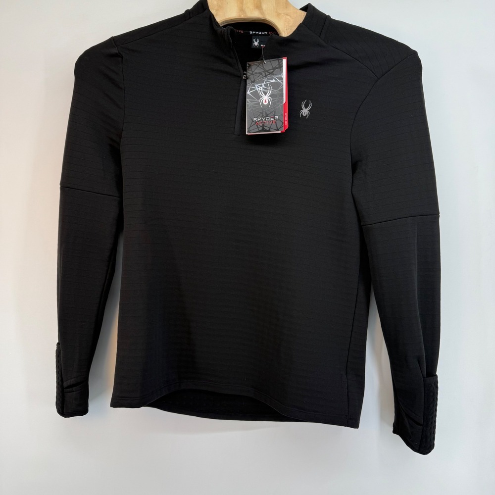 Spyder Men's ‎ Black 1/4 Zip Long Sleeve Athletic Pullover Top Size Medium